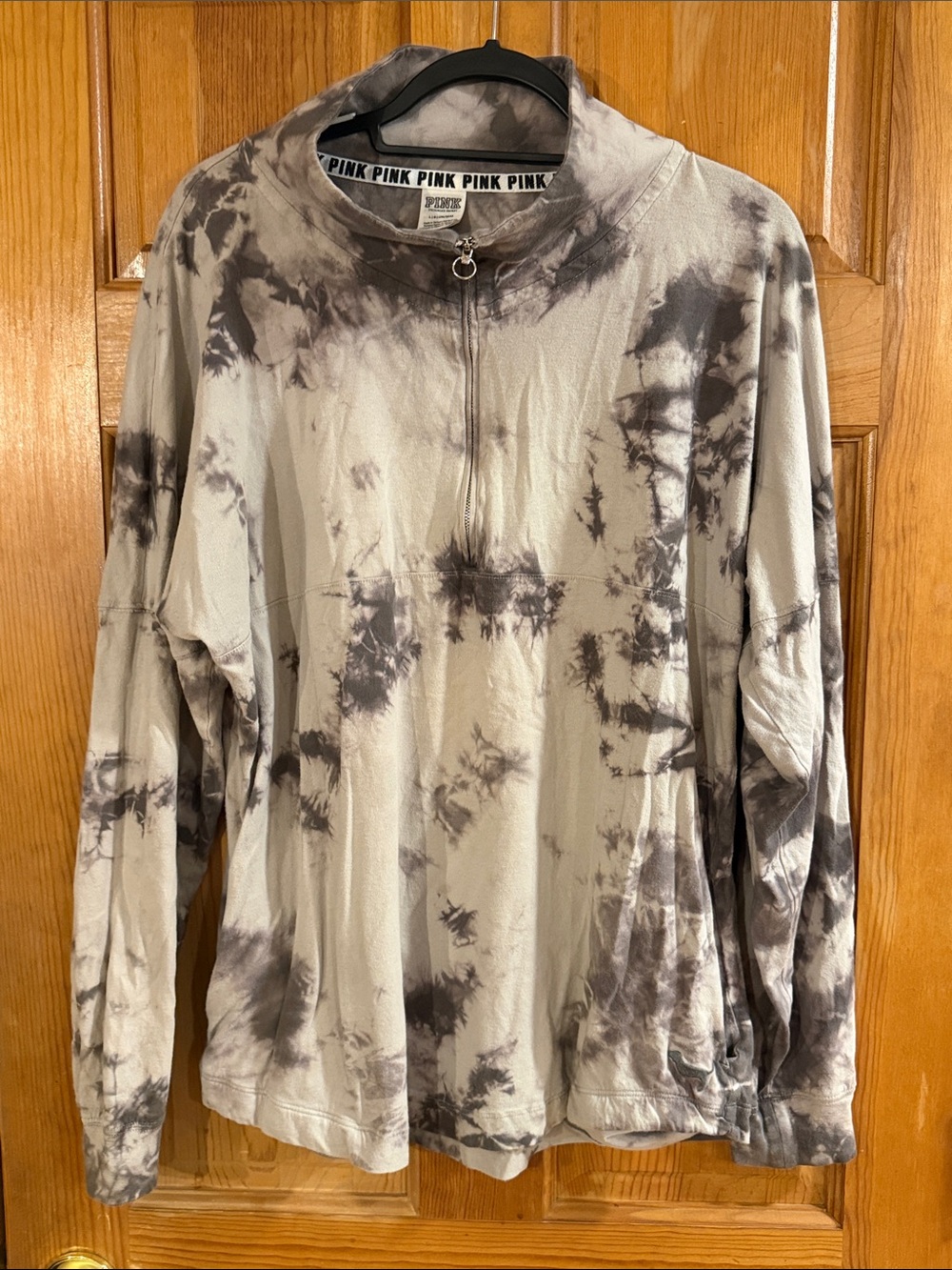 Pink Victoria’s Secret tie dye half zip pull over size large.